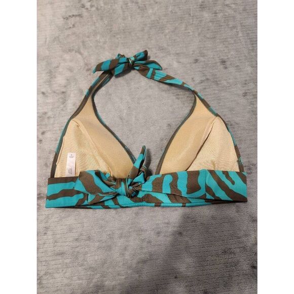 Victoria's Secret S Green Brown Padded Halter Bikini Top - Picture 2 of 3